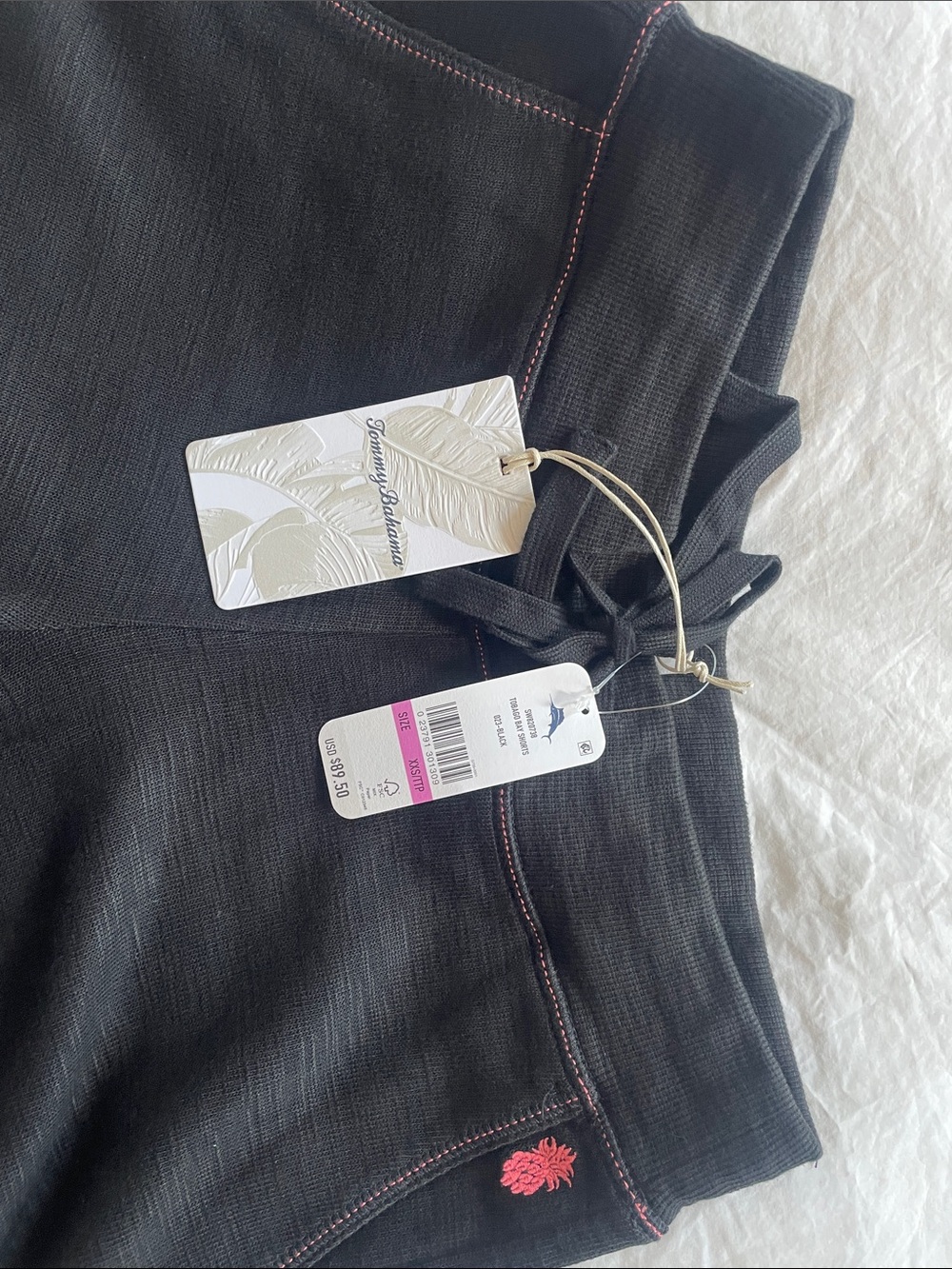 Tommy Bahama Black Shorts with Pink Contrast Stitching - Picture 2 of 7